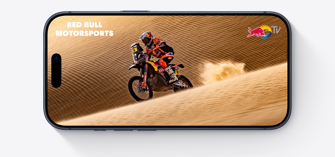 Prednja strana iPhonea, vodoravno, Red Bull TV