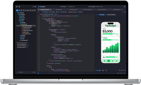 MacBook ProにXcodeアプリが表示されている 