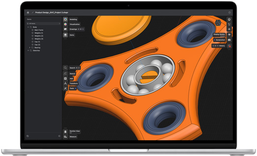 MacBook AirにShapr3Dアプリが表示されている