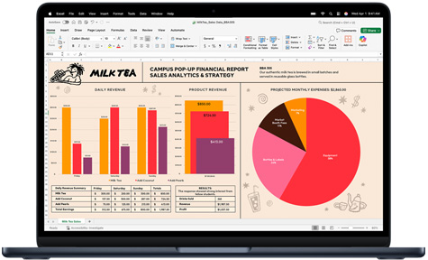 MacBook ProにMicrosoft Excelアプリが表示されている