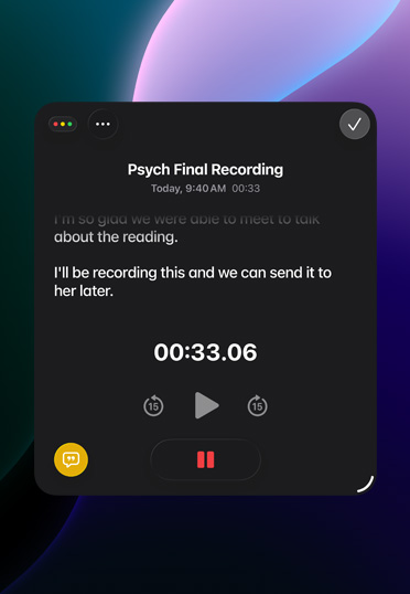 メモアプリで音声を録音している画面