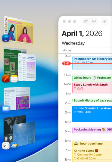 Keynote、Pages、メモ、メールなど、Appleの様々なアプリがグループで表示されている画面の様子
