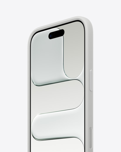 iPhone Air, voorkant, zijkant, dun profiel, lichtgrijze Bumper bevestigd
